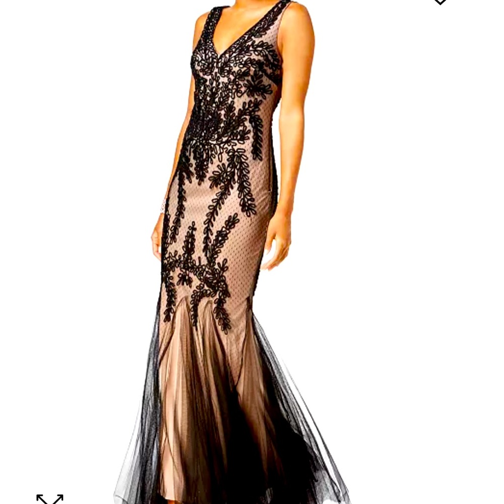 Betsy & Adam Black and Nude Lace Wedding Dress
